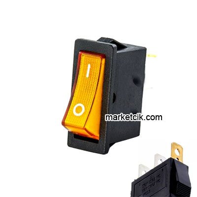 On Off Tekli Sarı Işıklı Anahtar Buton