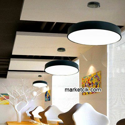 40 cm 22 Watt Sarkıt Led Davul Linear Aydınlatma Armatürü Beyaz Işık Beyaz Kasa - Rozans+Çelik Askı Telli