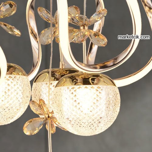 Marketcik Gold 4'lü Sarkıt Led Avize 3 Renk Işıklı TRZ-1300