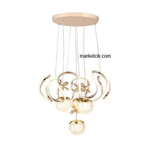 Marketcik Gold 4'lü Sarkıt Led Avize 3 Renk Işıklı TRZ-1300