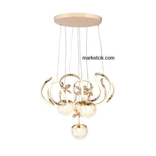 Marketcik Gold 4'lü Sarkıt Led Avize 3 Renk Işıklı TRZ-1300