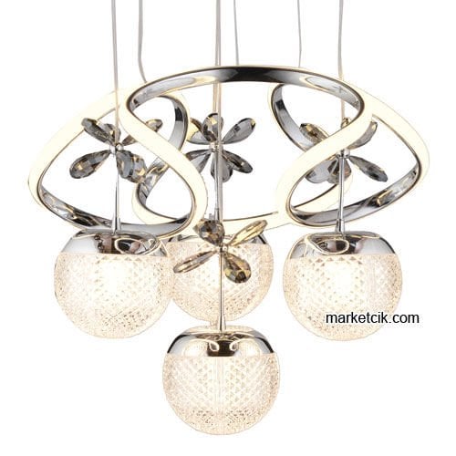 Marketcik Krom 4'lü Sarkıt Led Avize 3 Renk Işıklı TRZ-1000