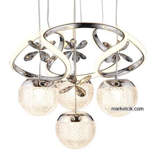 Marketcik Krom 4'lü Sarkıt Led Avize 3 Renk Işıklı TRZ-1000