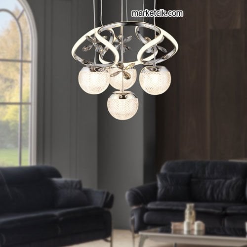 Marketcik Krom 4'lü Sarkıt Led Avize 3 Renk Işıklı TRZ-1000