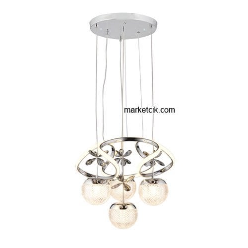 Marketcik Krom 4'lü Sarkıt Led Avize 3 Renk Işıklı TRZ-1000