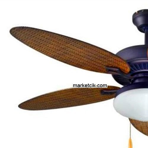 Kaşkar-Taflan T52047-L Aydınlatmalı 5 Kanatlı Dekoratif Hasır Desenli Tavan Vantilatörü