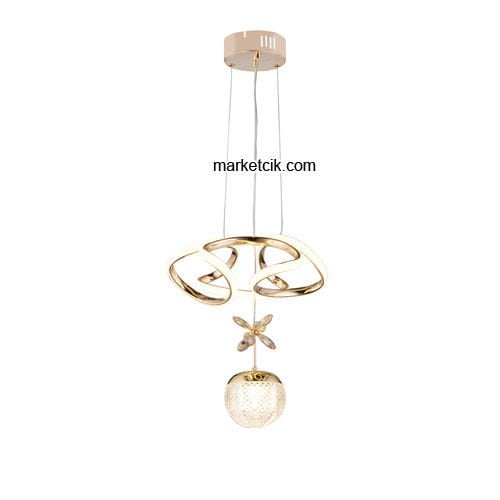 Marketcik Gold Tekli Sarkıt Led Avize 3 Renk Işıklı TRZ-121