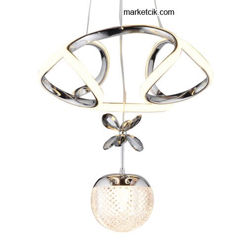 Marketcik Krom Tekli Sarkıt Led Avize 3 Renk Işıklı TRZ-121