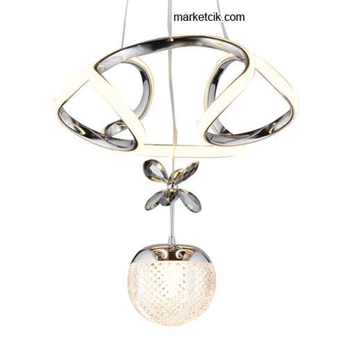 Marketcik Krom Tekli Sarkıt Led Avize 3 Renk Işıklı TRZ-121