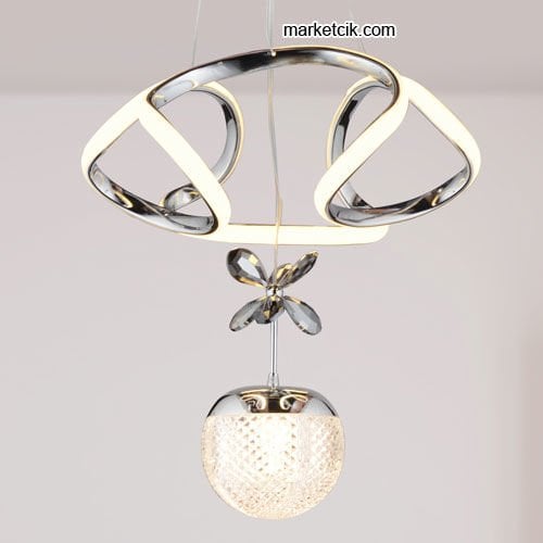 Marketcik Krom Tekli Sarkıt Led Avize 3 Renk Işıklı TRZ-121