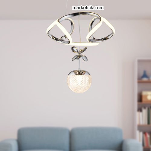 Marketcik Krom Tekli Sarkıt Led Avize 3 Renk Işıklı TRZ-121