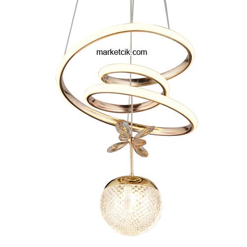 Marketcik Gold Tekli Sarkıt Led Avize 3 Renk Işıklı TRZ-122