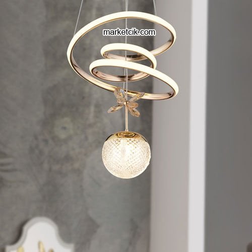 Marketcik Gold Tekli Sarkıt Led Avize 3 Renk Işıklı TRZ-122