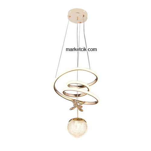 Marketcik Gold Tekli Sarkıt Led Avize 3 Renk Işıklı TRZ-122
