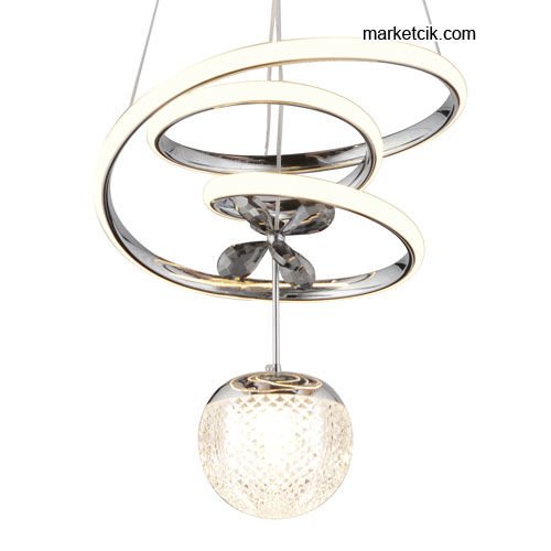Marketcik Krom Tekli Sarkıt Led Avize 3 Renk Işıklı TRZ-122