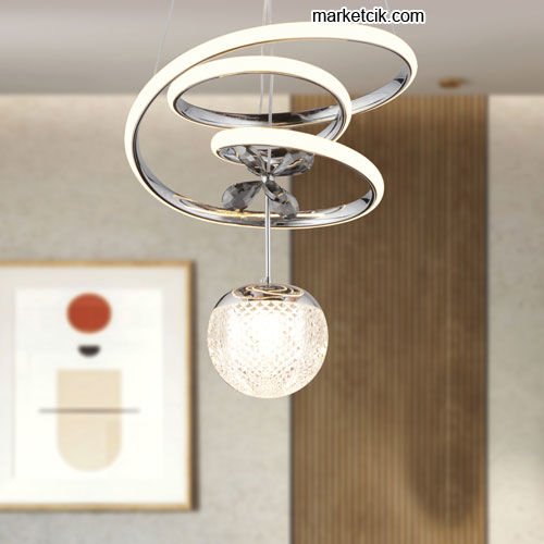 Marketcik Krom Tekli Sarkıt Led Avize 3 Renk Işıklı TRZ-122