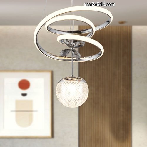 Marketcik Krom Tekli Sarkıt Led Avize 3 Renk Işıklı TRZ-122