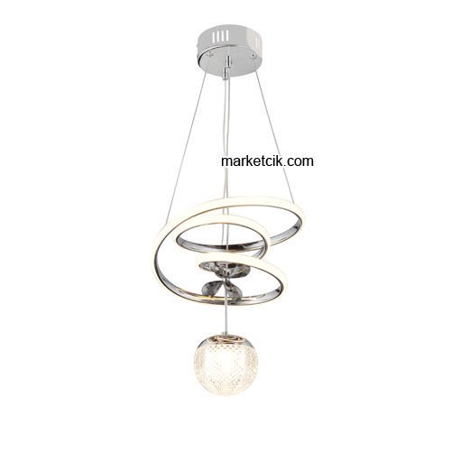 Marketcik Krom Tekli Sarkıt Led Avize 3 Renk Işıklı TRZ-122