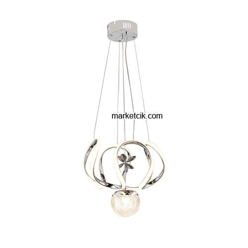 Marketcik Krom Tekli Sarkıt Led Avize 3 Renk Işıklı TRZ-160