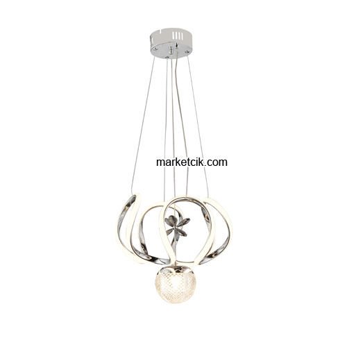 Marketcik Krom Tekli Sarkıt Led Avize 3 Renk Işıklı TRZ-160