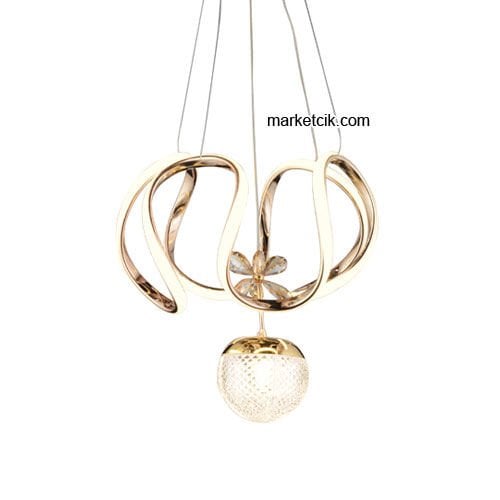 Marketcik Gold Tekli Sarkıt Led Avize 3 Renk Işıklı TRZ-160