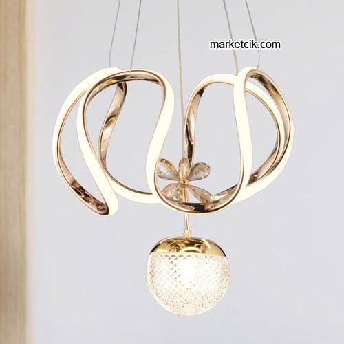 Marketcik Gold Tekli Sarkıt Led Avize 3 Renk Işıklı TRZ-160