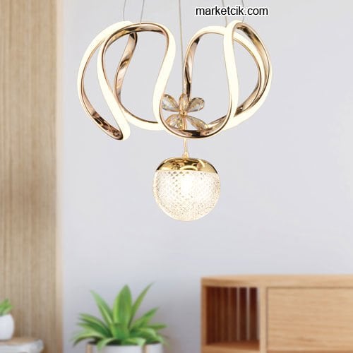 Marketcik Gold Tekli Sarkıt Led Avize 3 Renk Işıklı TRZ-160