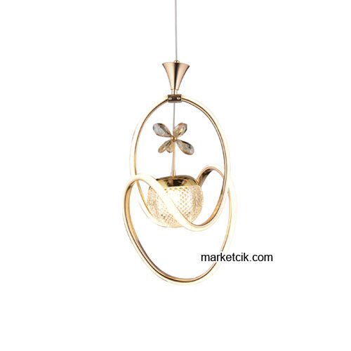 Marketcik Gold Tekli Sarkıt Led Avize 3 Renk Işıklı TRZ-095