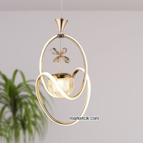Marketcik Gold Tekli Sarkıt Led Avize 3 Renk Işıklı TRZ-095