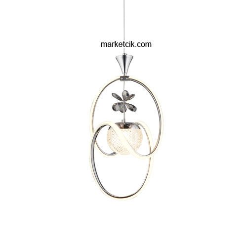 Marketcik Krom Tekli Sarkıt Led Avize 3 Renk Işıklı TRZ-095