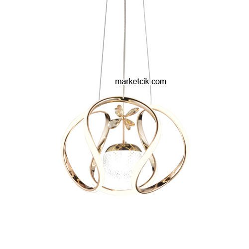 Marketcik Gold Tekli Sarkıt Led Avize 3 Renk Işıklı TRZ-161