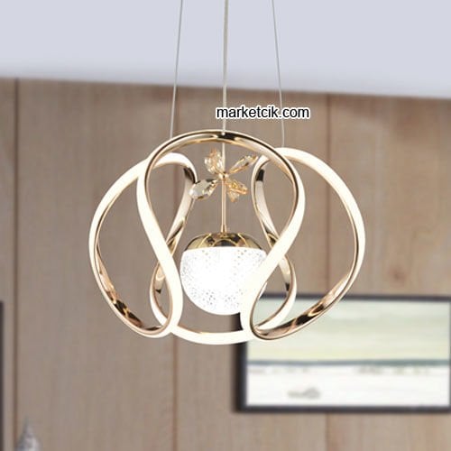 Marketcik Gold Tekli Sarkıt Led Avize 3 Renk Işıklı TRZ-161