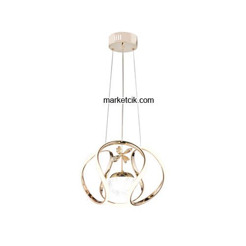 Marketcik Gold Tekli Sarkıt Led Avize 3 Renk Işıklı TRZ-161