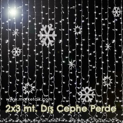 2x3 Metre İç ve Dış Mekan Led Perde, Dekoratif Led Yılbaşı Aydınlatma, Sarı-Beyaz Işık
