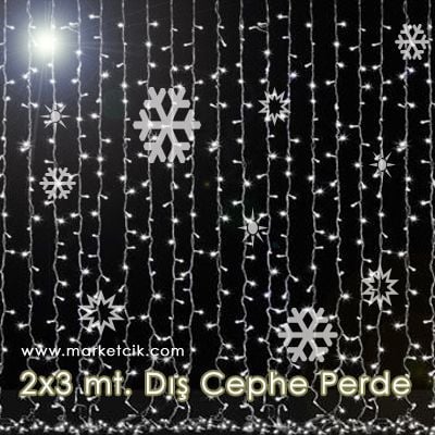 2x3 Metre İç ve Dış Mekan Led Perde, Dekoratif Led Yılbaşı Aydınlatma, Sarı-Beyaz Işık