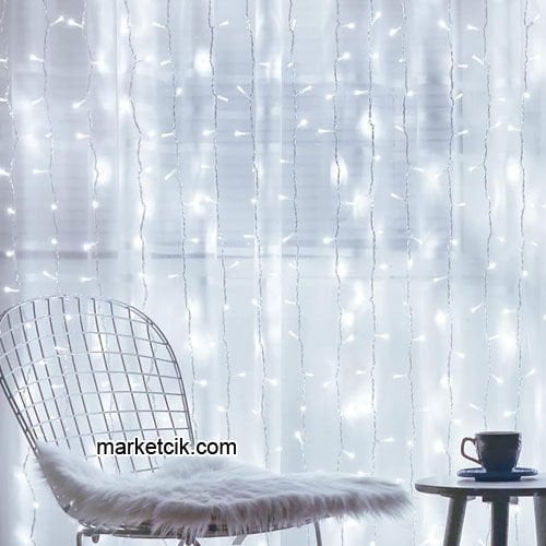 Marketcik 3x2 Metre İç Mekan Yılbaşı Led Perde Beyaz, Sarı, Mavi, Kırmızı Sabit Işık