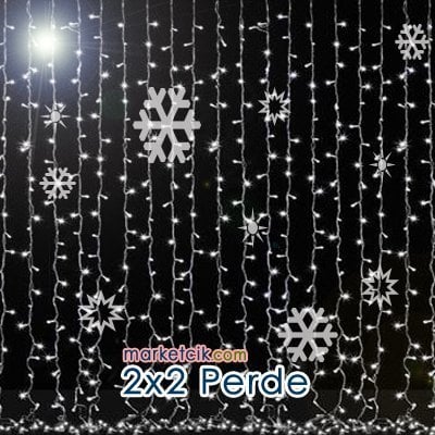 2x2 Metre 512 Ledli Eklenebilir İç Mekan Led Perde, Dekoratif Led Yılbaşı Aydınlatma, Sarı-Beyaz-Kırmızı-Mavi Işık