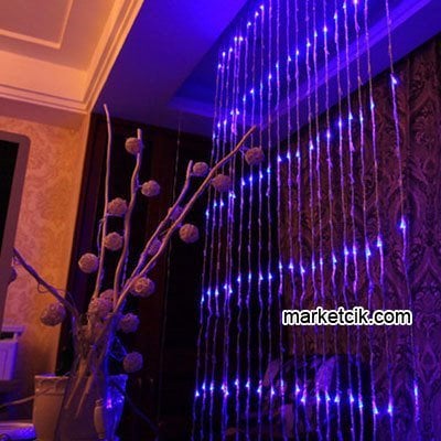 3x1 Metre İç Mekan Akar Led Perde, Dekoratif Led Yılbaşı Aydınlatma, Sarı-Beyaz-RGB Işık