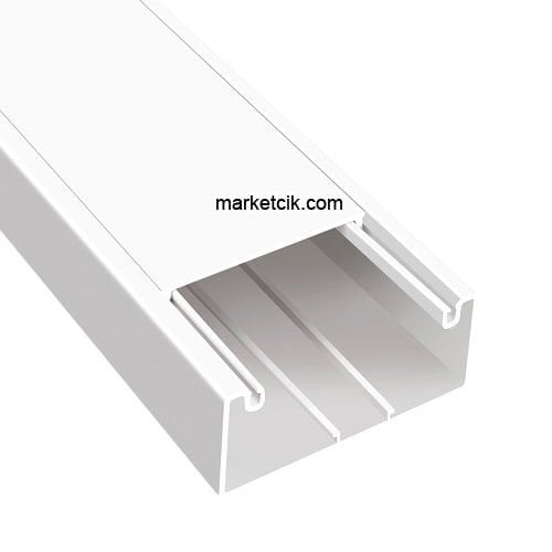 Mutlusan 100x50 mm İçten Kapaklı Kablo Kanalı Eko Serisi Priz Takılır Beyaz 20 metre Koli