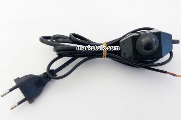 2 metre Siyah Renk Dimer Anahtarlı Fişli Abajur Lambader Kablosu