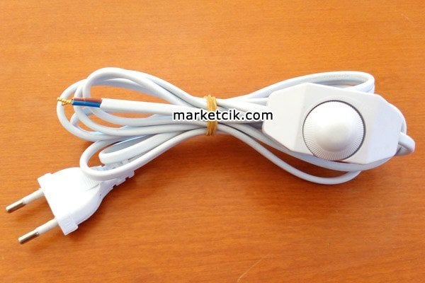 2 metre Beyaz Renk Dimer Anahtarlı Fişli Abajur Lambader Kablosu