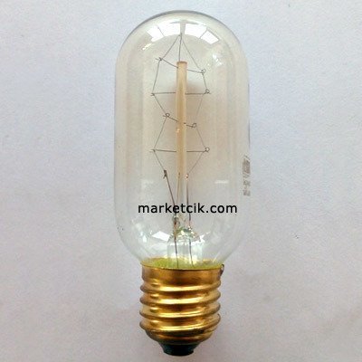 Edison Flemanlı Dekoratif Rustik Ampul 40 Watt E27 Duy, 11cm T42 Tüp Ampul Modeli