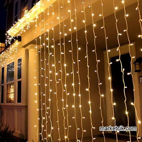 Marketcik 2x3 Metre Dış Mekan Yılbaşı Led Perde Sarı Sabit Işık