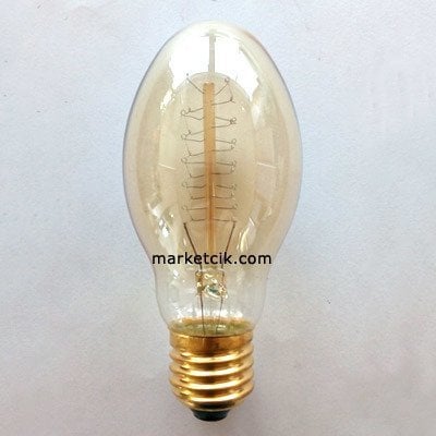 Edison Flemanlı Dekoratif Rustik Ampul 40 Watt E27 Duy, Küçük Elips Ampul Modeli