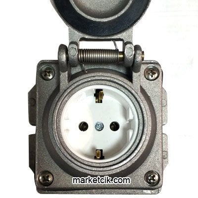 Marketcik Alüminyum Döküm Sıva Üstü Kapaklı Topraklı Priz