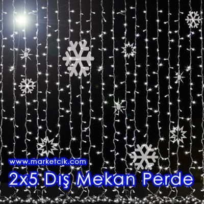2x5 Metre İç ve Dış Mekan Flaşörlü Led Perde, Dekoratif Led Yılbaşı Aydınlatma, Sarı-Beyaz Işık