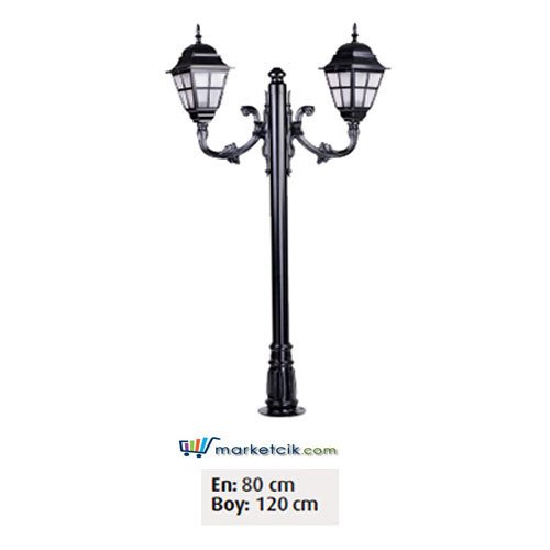 Ayaz 120x80 ABS Çıtalı Fenerli Park Bahçe Aydınlatma ve Çim Direği