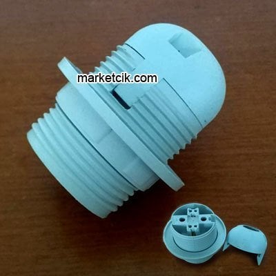 Marketcik E27 Beyaz Tam Dişli Rondelalı Geçmeli Duy