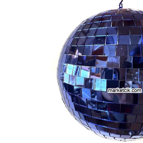 Marketcik 30 cm Mavi Aynalı Küre Disko Topu Orjinal Cam