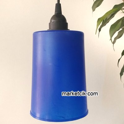 Marketcik Silindir Mavi Renk Park Bahçe Ağaç Feneri Işığı